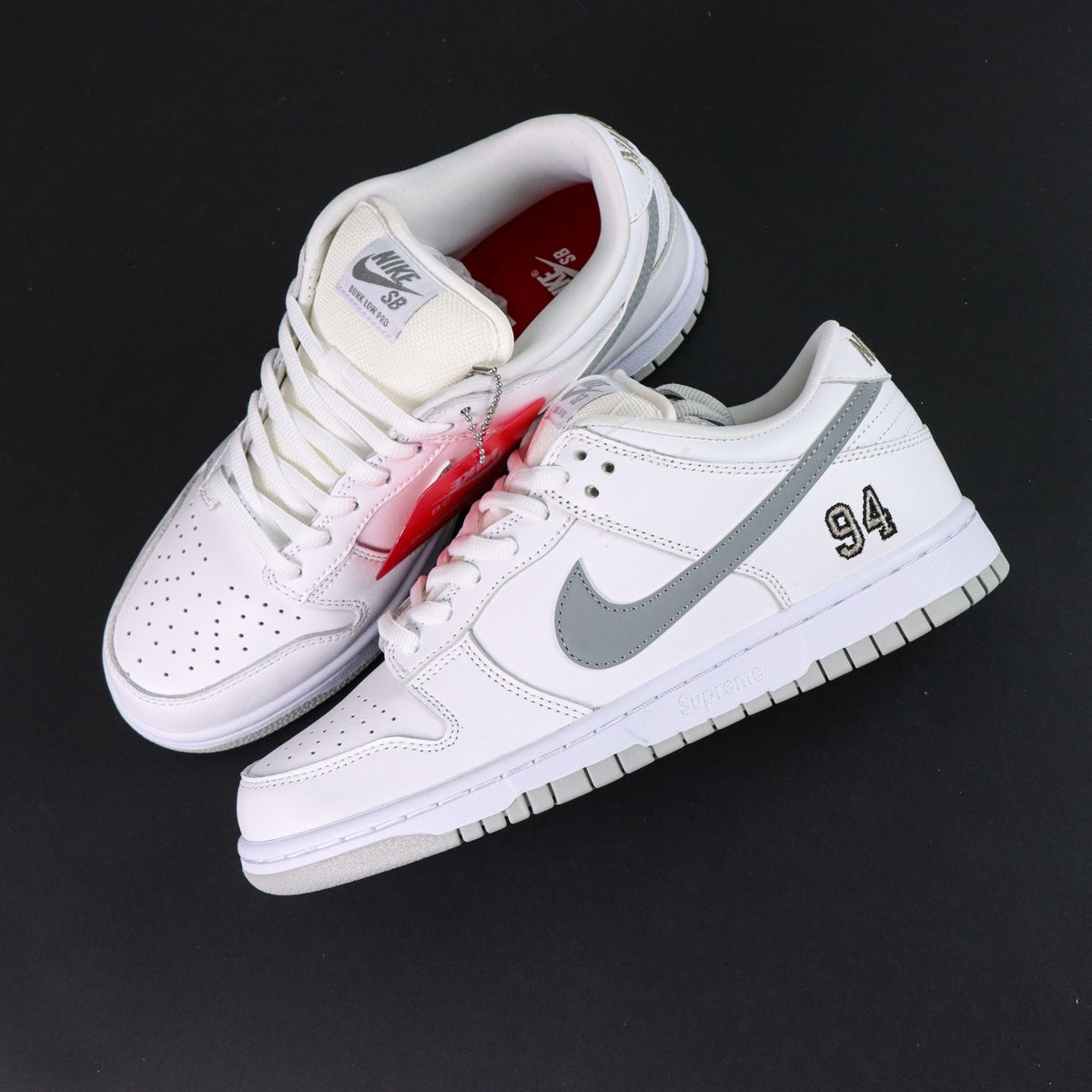 Nike SB Dunk Low Supreme 94 White Metallic Silver