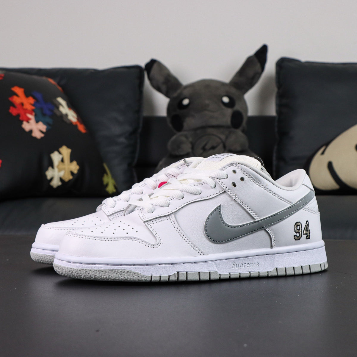 Nike SB Dunk Low Supreme 94 White Metallic Silver